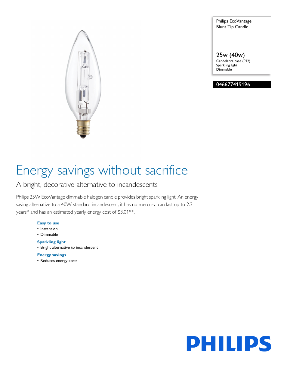 Philips 046677419196 User Manual | 2 pages