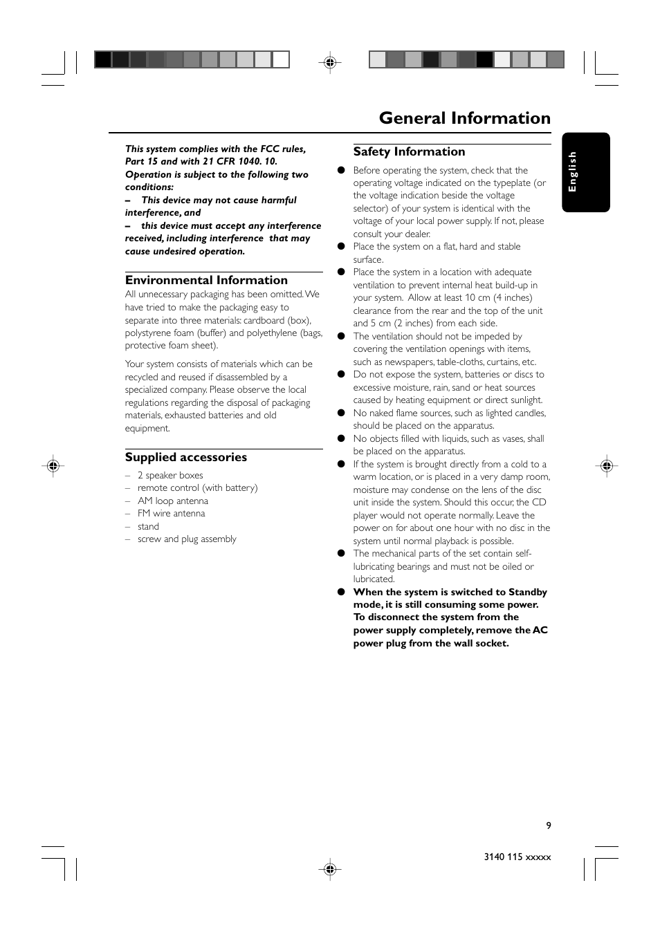 General information | Philips MC235-37B User Manual | Page 9 / 20