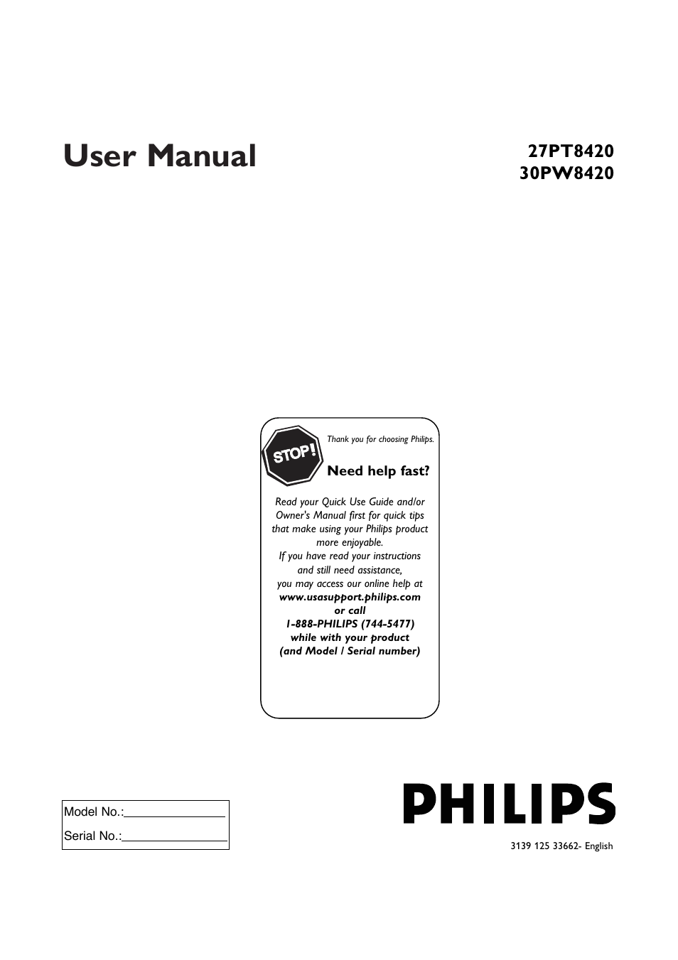 Philips 30PW8420-37 User Manual | 33 pages