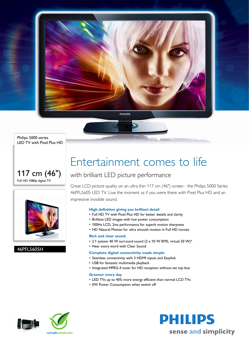 Philips 46PFL5605H-12 User Manual | 3 pages