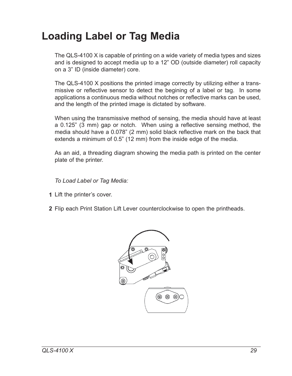 Loading label or tag media, Loading label ot tag media | Astro Pneumatic 22834-464 User Manual | Page 29 / 118