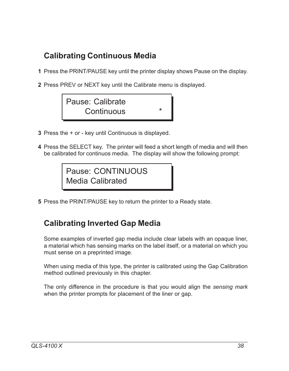 Calibrating continuous media, Calibrating inverted gap media | Astro Pneumatic 22834-464 User Manual | Page 38 / 118