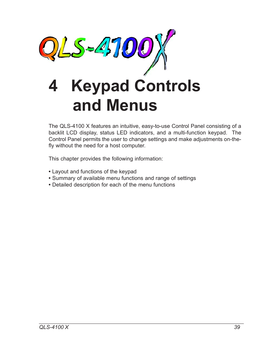 Keypad controls and menus, 4 keypad controls and menus | Astro Pneumatic 22834-464 User Manual | Page 39 / 118