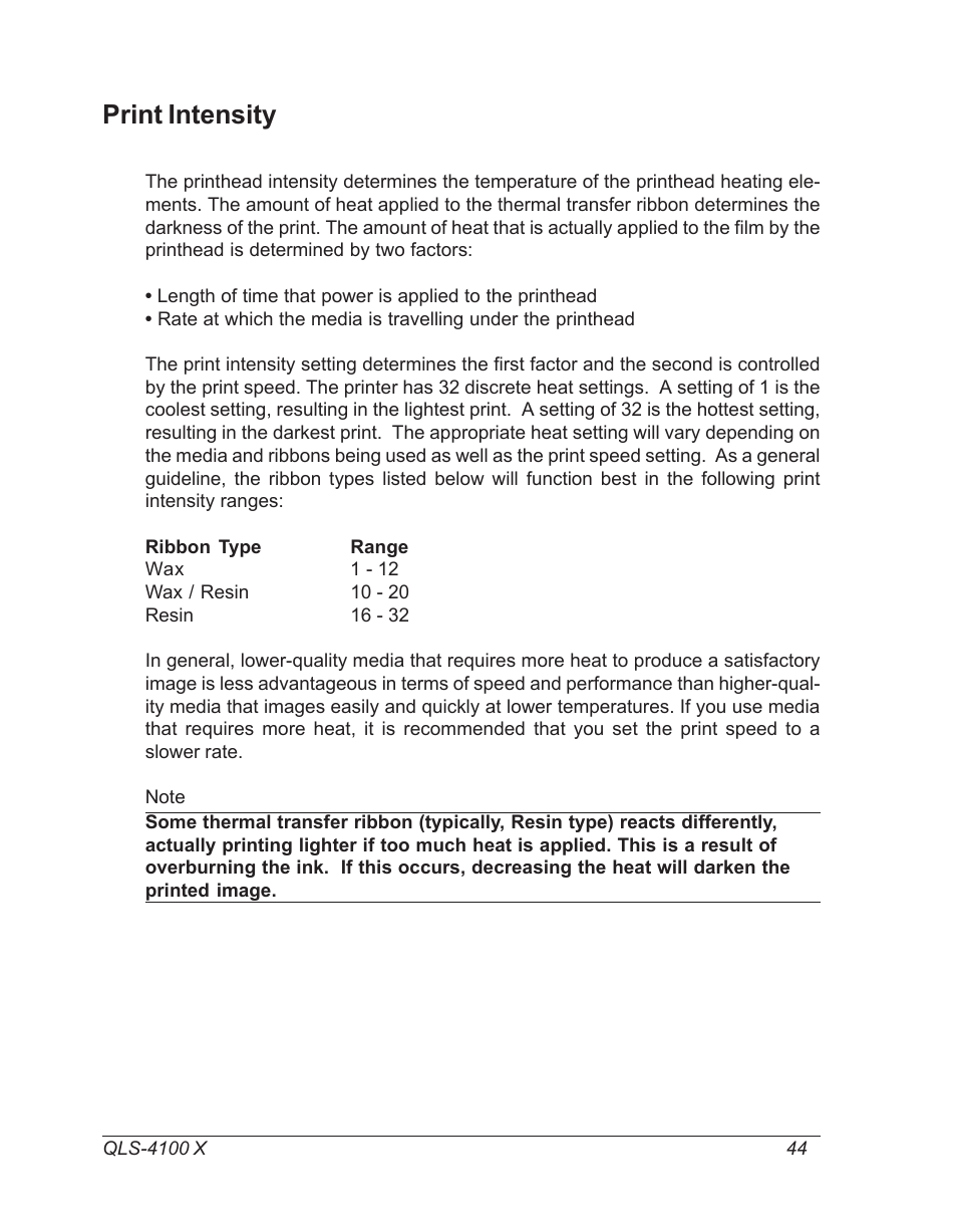 Print intensity, Ribbon type | Astro Pneumatic 22834-464 User Manual | Page 44 / 118