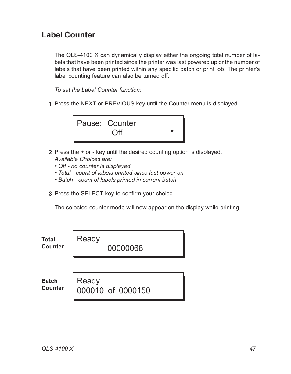 Label counter | Astro Pneumatic 22834-464 User Manual | Page 47 / 118