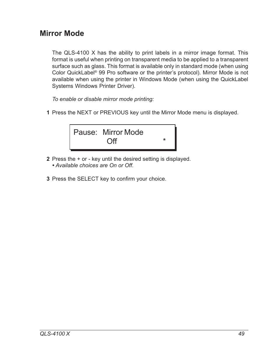Mirror mode, Pause: mirror mode off | Astro Pneumatic 22834-464 User Manual | Page 49 / 118