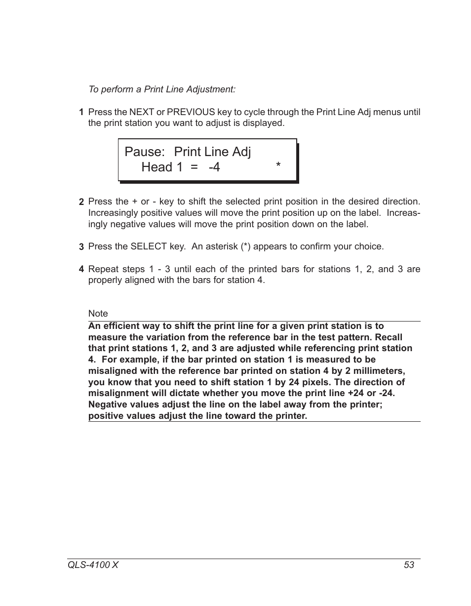 Pause: print line adj head 1 = -4 | Astro Pneumatic 22834-464 User Manual | Page 53 / 118