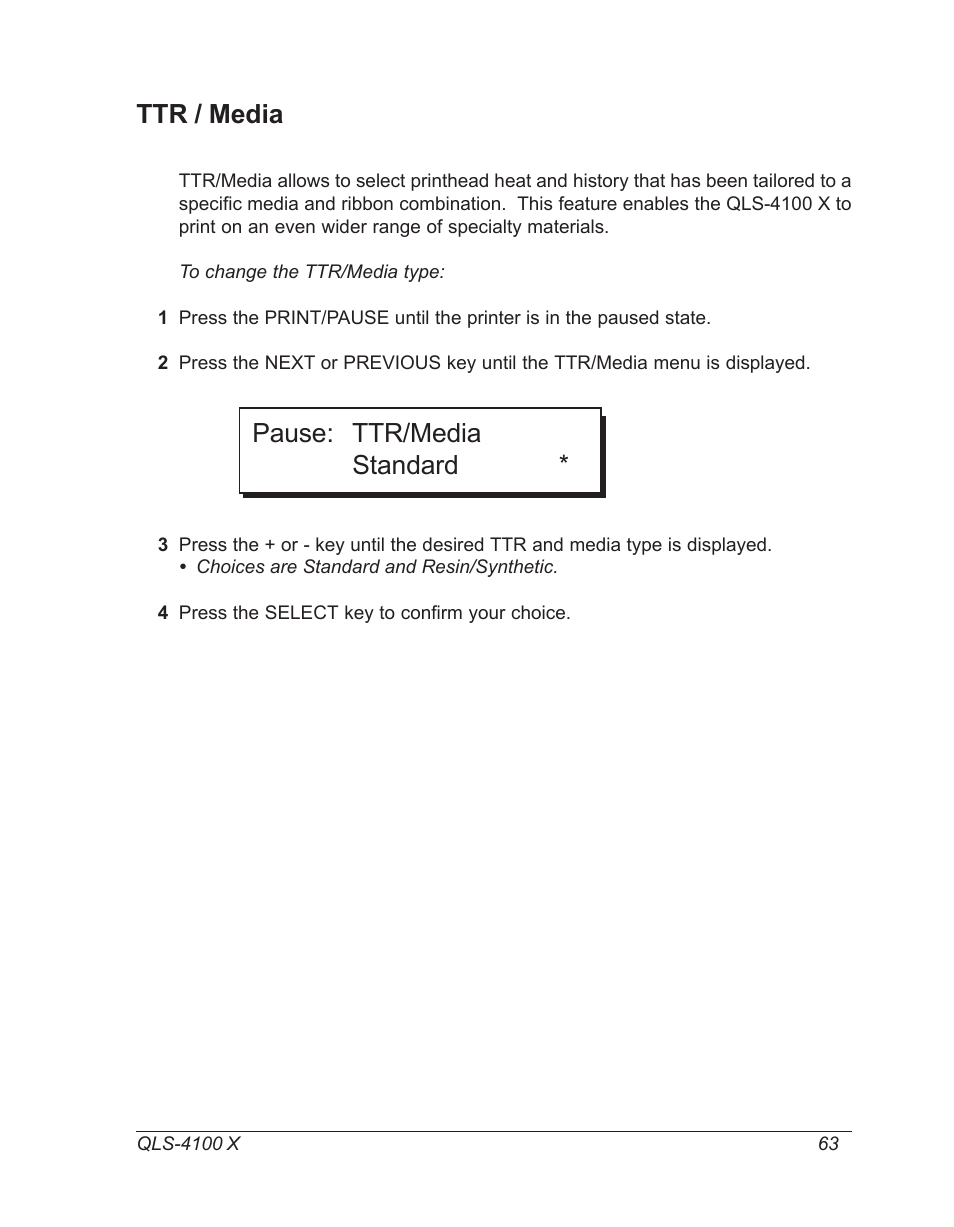 Ttr / media, Ttr / media pause: ttr/media standard | Astro Pneumatic 22834-464 User Manual | Page 63 / 118