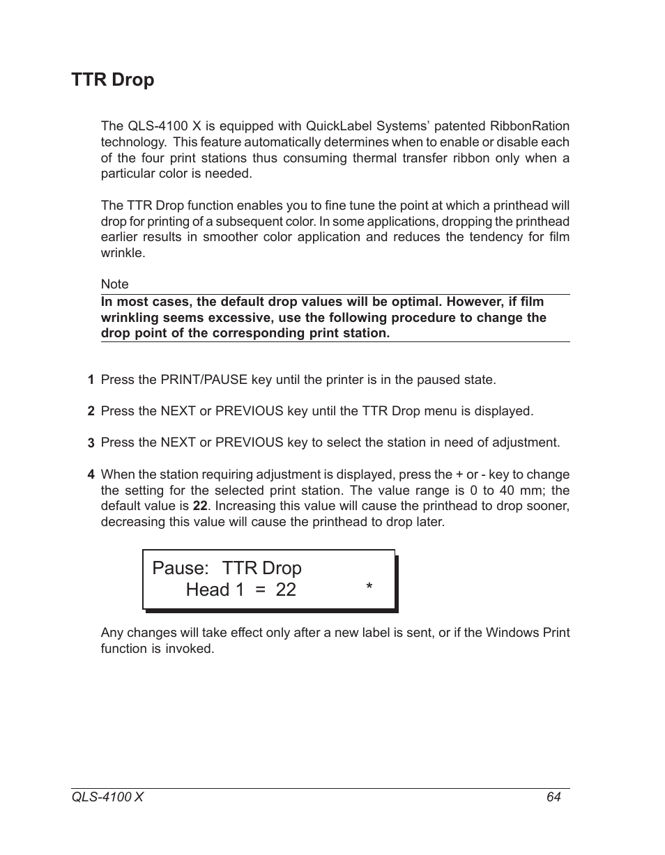 Ttr drop, Pause: ttr drop head 1 = 22 | Astro Pneumatic 22834-464 User Manual | Page 64 / 118