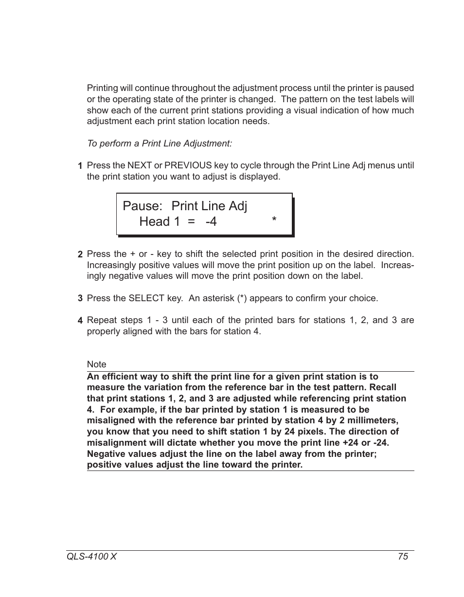 Pause: print line adj head 1 = -4 | Astro Pneumatic 22834-464 User Manual | Page 75 / 118