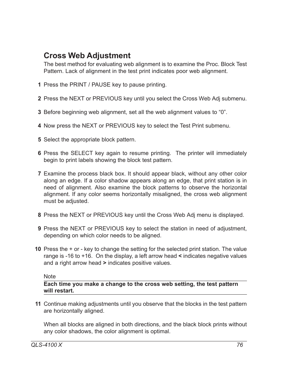 Cross web adjustment | Astro Pneumatic 22834-464 User Manual | Page 76 / 118