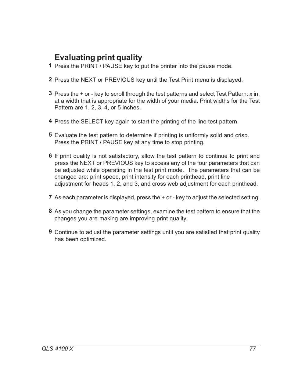 Evaluating print quality | Astro Pneumatic 22834-464 User Manual | Page 77 / 118
