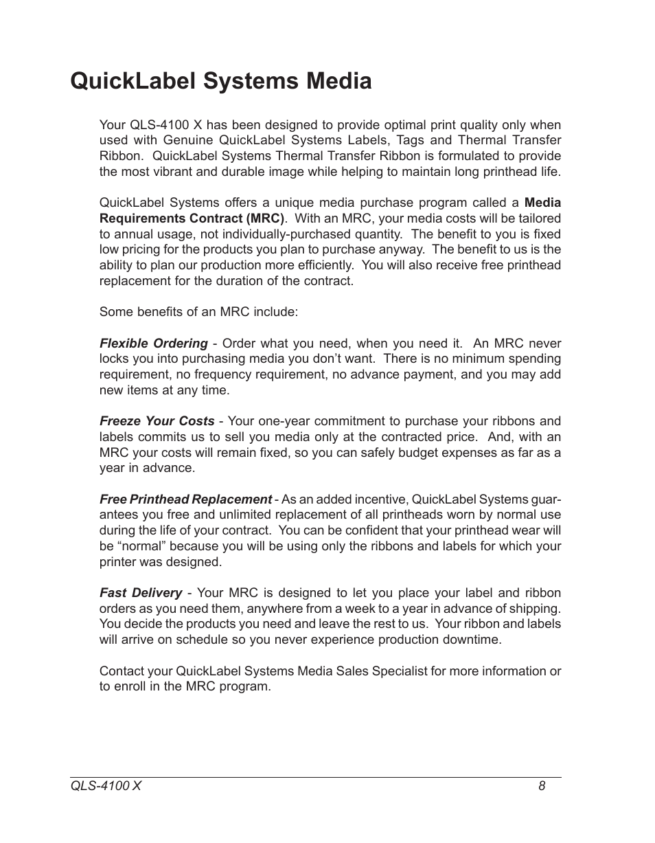 Quicklabel systems media | Astro Pneumatic 22834-464 User Manual | Page 8 / 118