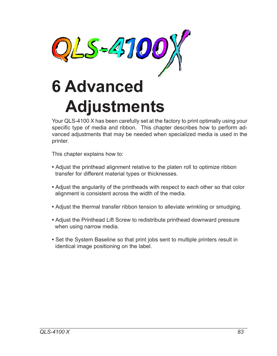 Advanced adjustments, 6 advanced adjustments | Astro Pneumatic 22834-464 User Manual | Page 83 / 118