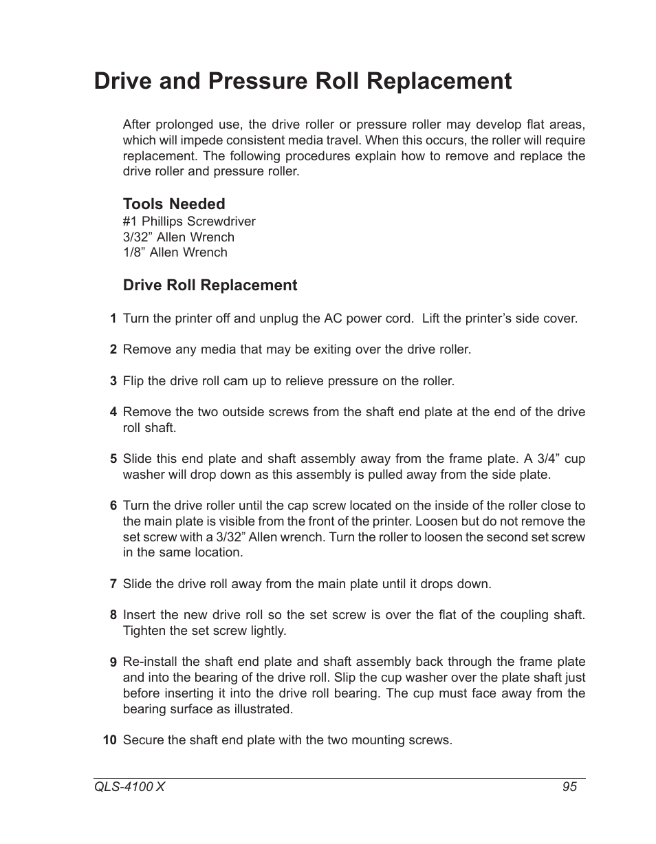 Drive and pressure roll replacement, Drive roll replacement | Astro Pneumatic 22834-464 User Manual | Page 95 / 118