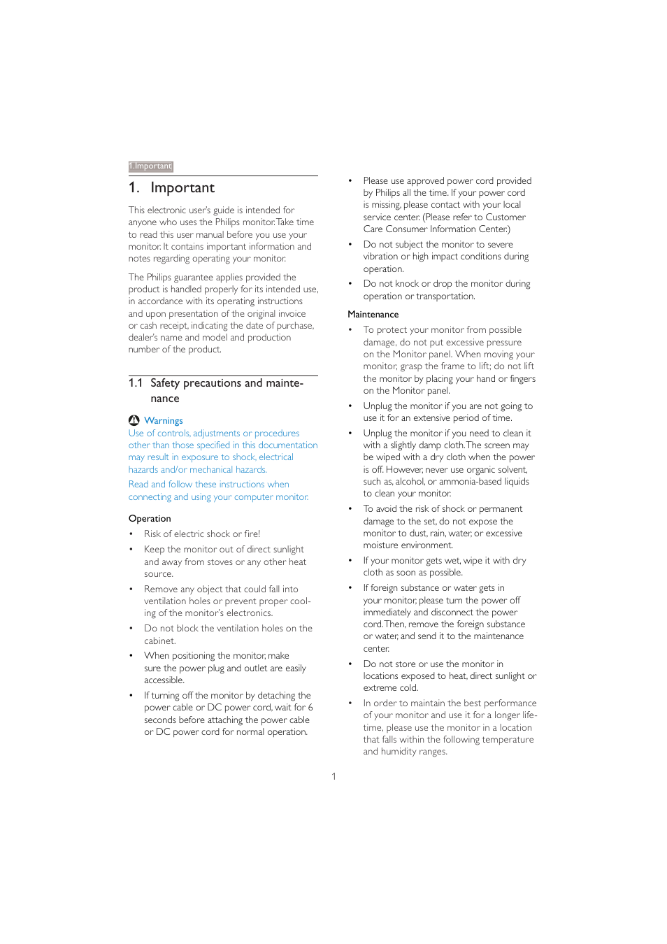 Important | Philips 221B3PCB-00 User Manual | Page 3 / 57