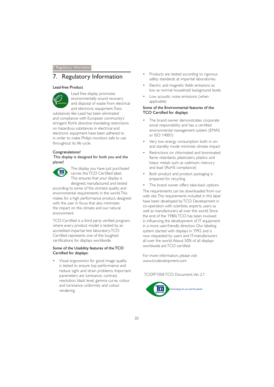 Regulatory information | Philips 221B3PCB-00 User Manual | Page 32 / 57
