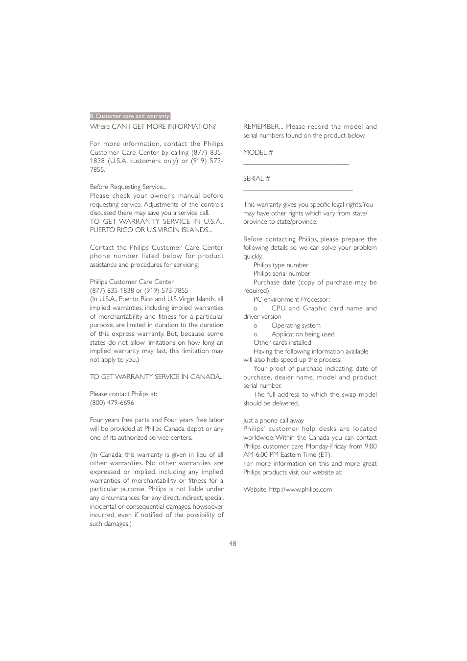 Philips 221B3PCB-00 User Manual | Page 50 / 57