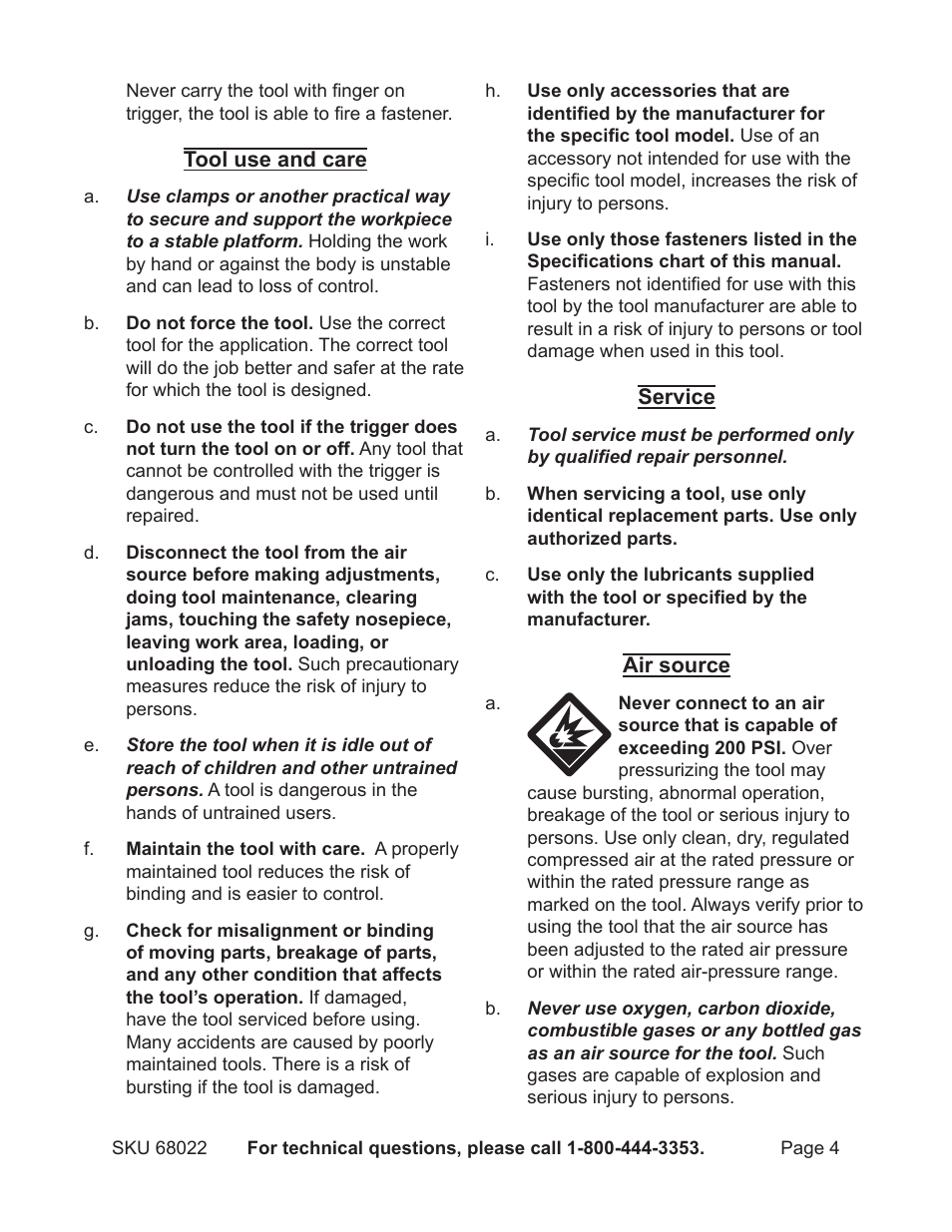 Astro Pneumatic 23 Gauge Air Pin Nailer 68022 User Manual | Page 4 / 18