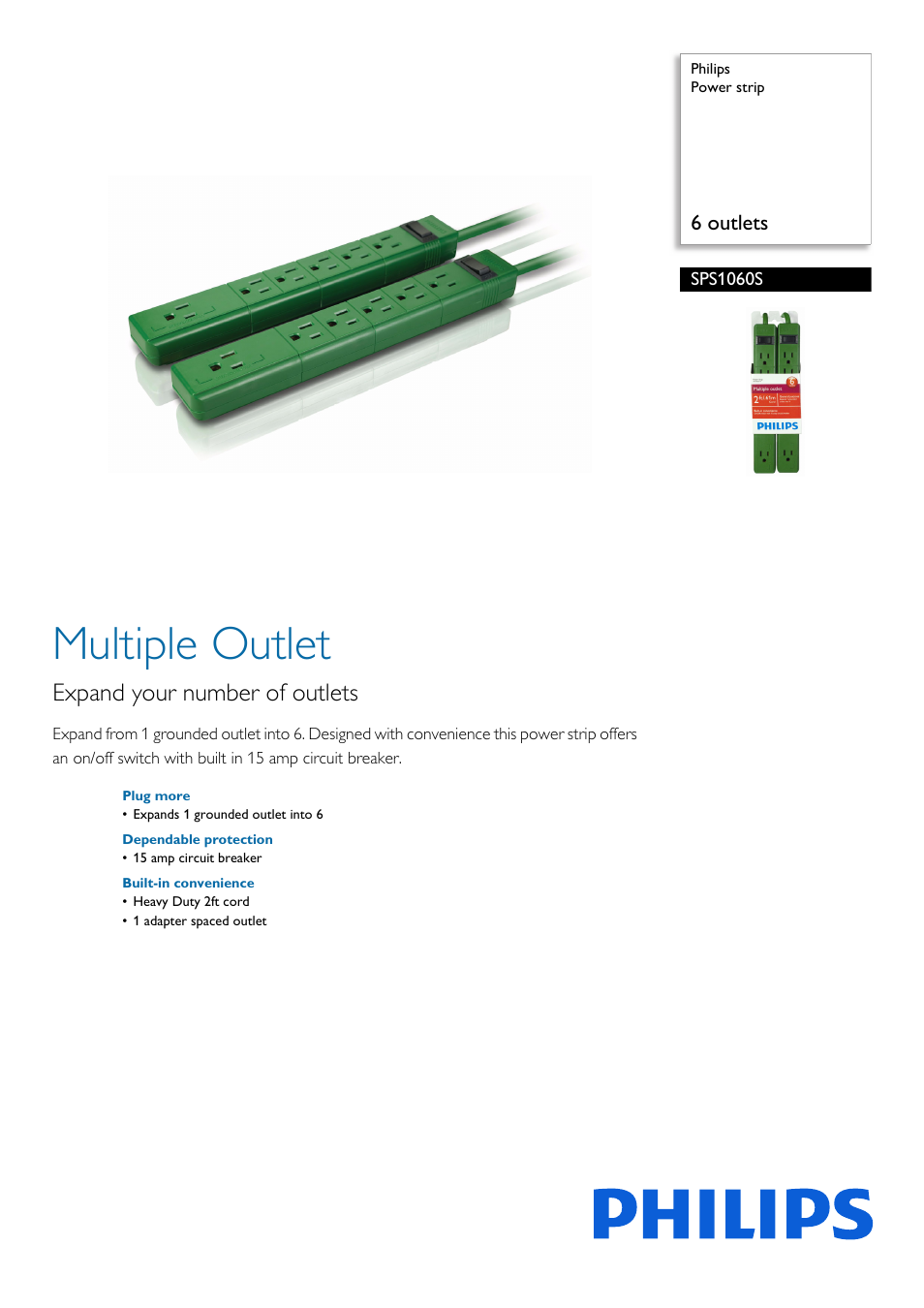 Philips SPS1060S-17 User Manual | 2 pages