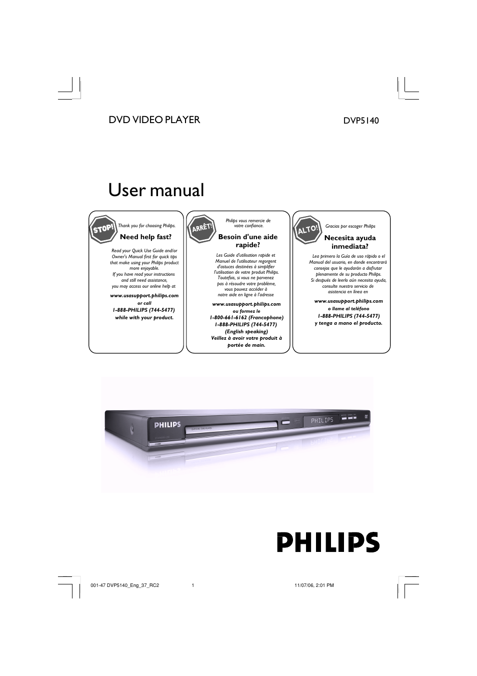 Philips DVP5140-37 User Manual | 47 pages