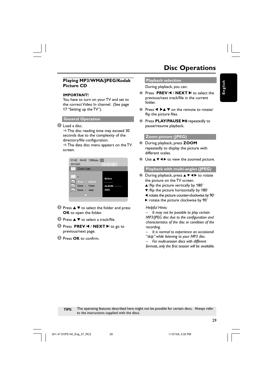 Disc operations | Philips DVP5140-37 User Manual | Page 29 / 47