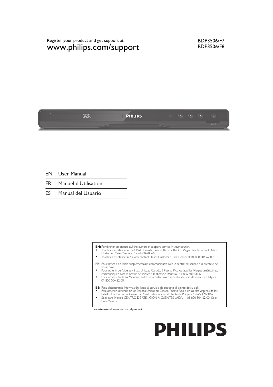 Philips BDP3506-F7 User Manual | 66 pages