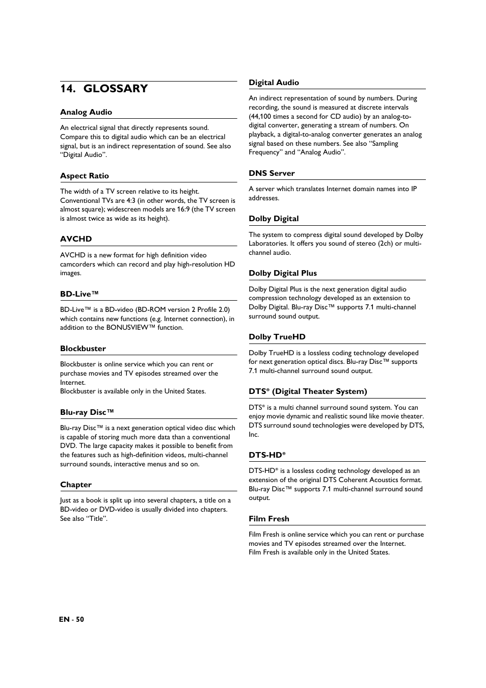 Glossary | Philips BDP3506-F7 User Manual | Page 50 / 66