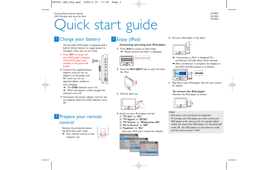 Philips DCP852-37B User Manual | 2 pages