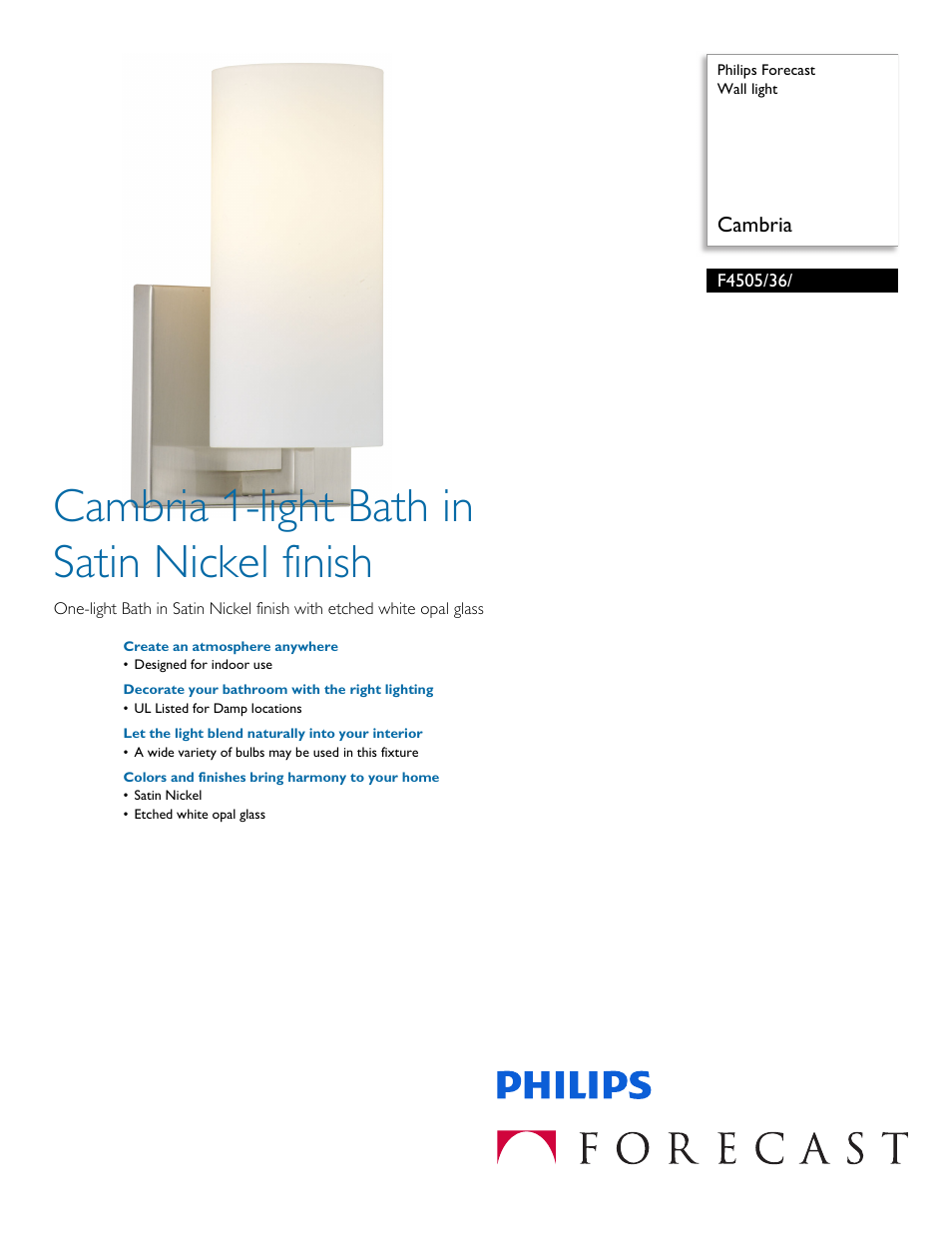 Philips F450536 User Manual | 2 pages