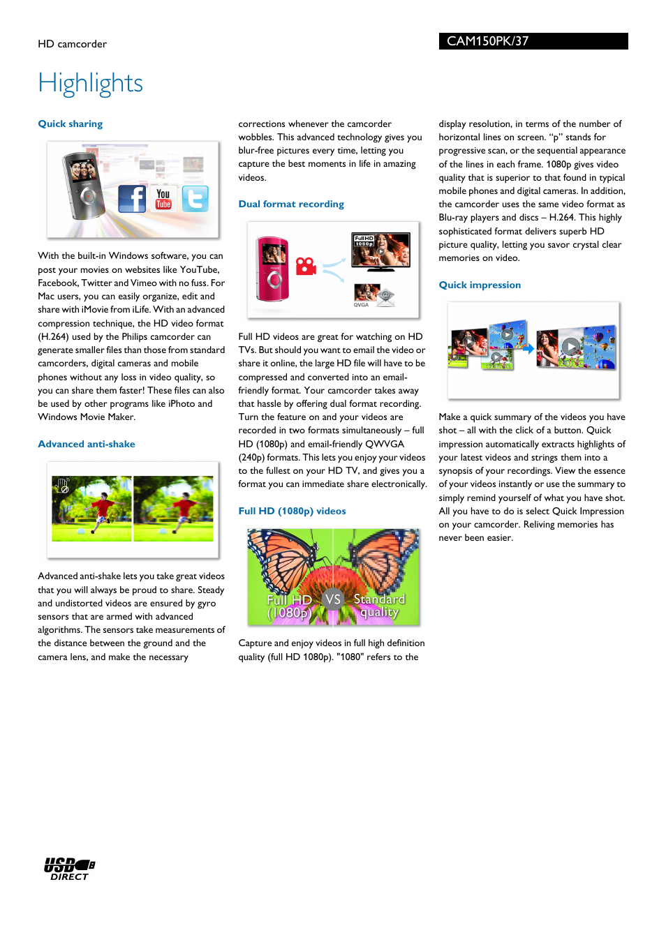 Highlights | Philips CAM150PK-37 User Manual | Page 2 / 3