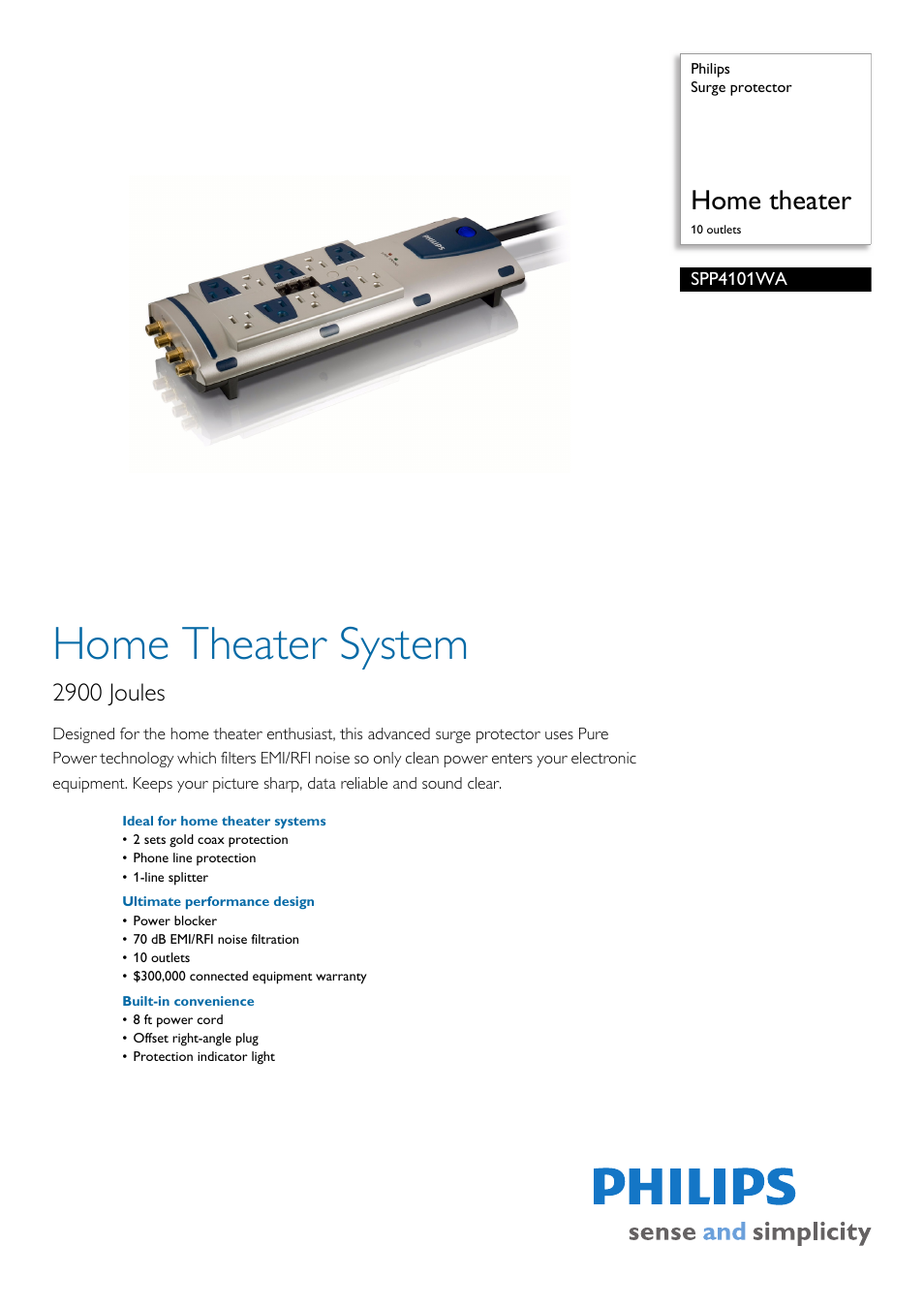 Philips SPP4101WA-17 User Manual | 2 pages