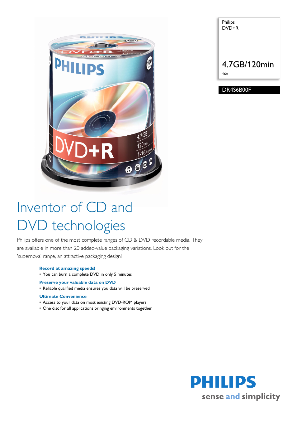 Philips DR4S6B00F-17 User Manual | 2 pages