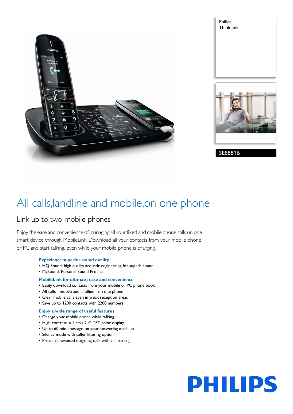 Philips ThinkLink SE8881B User Manual | 3 pages