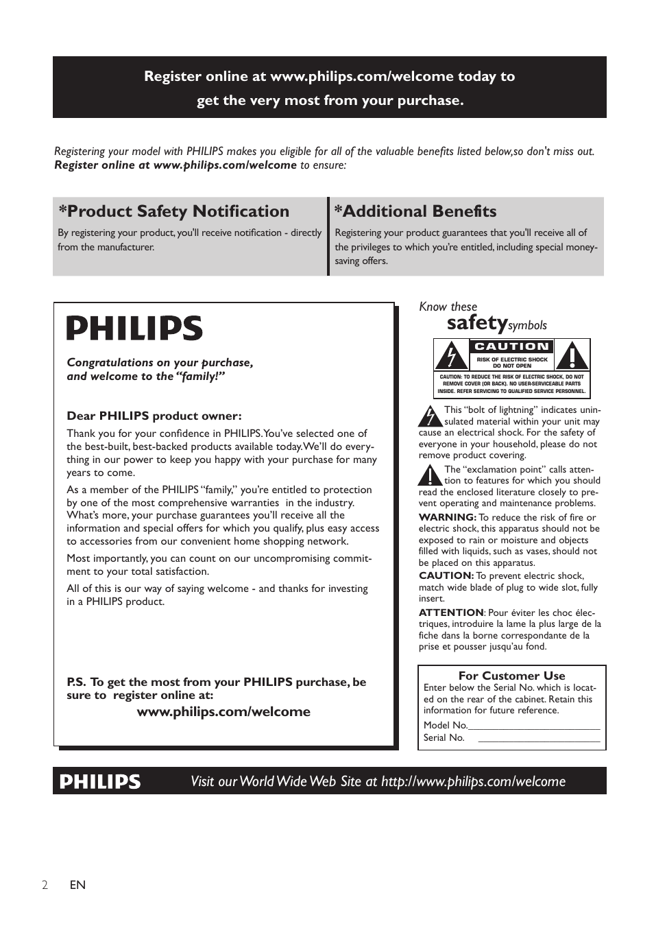 Safety, Product safety notification *additional benefits, Proof of purchase | Product safety notification, Additional benefits | Philips AD200-37 User Manual | Page 4 / 16