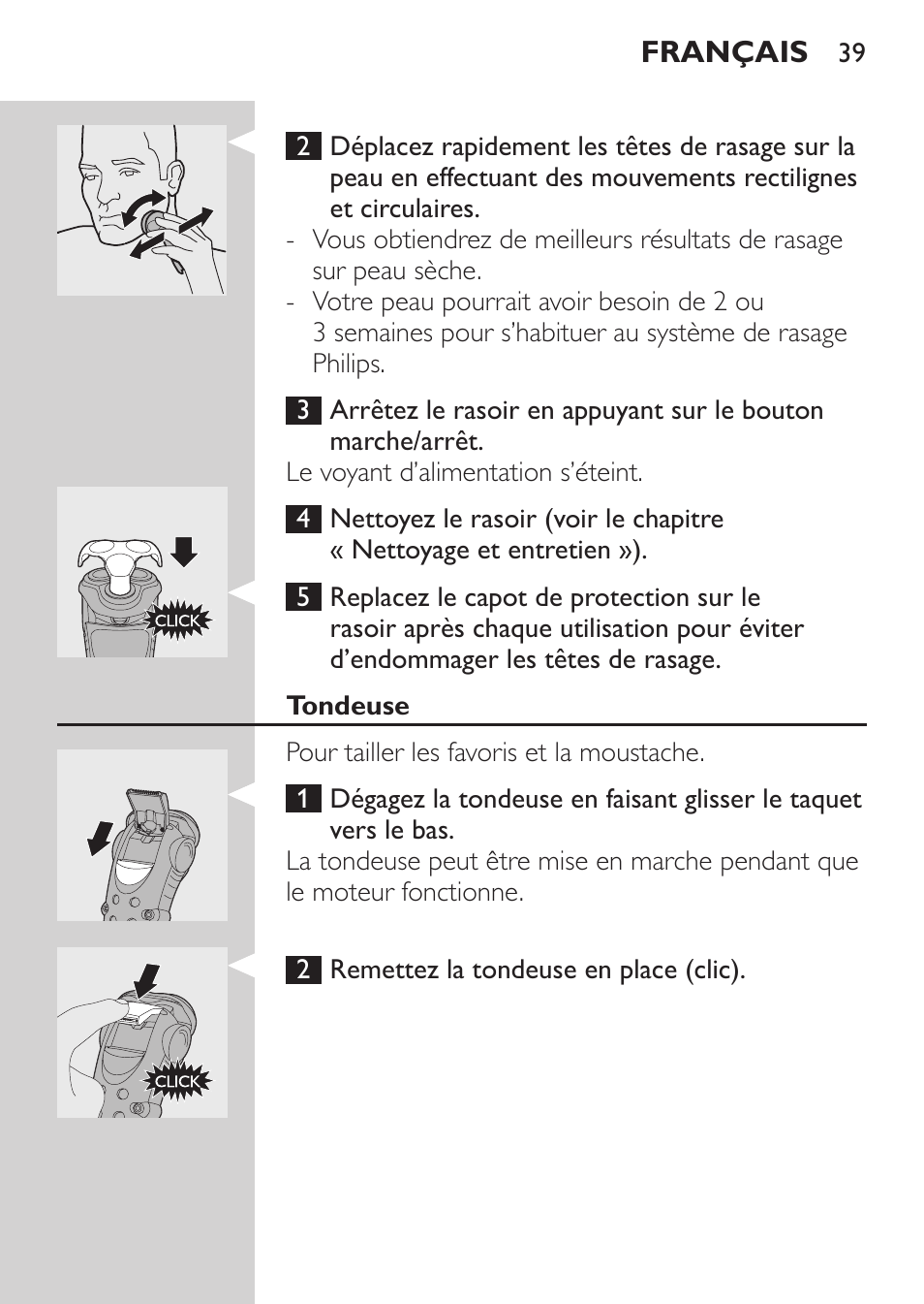 Tondeuse | Philips HQ7260-17 User Manual | Page 37 / 88