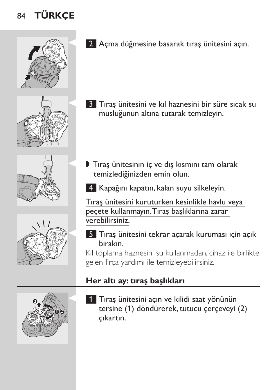 Her altı ay: tıraş başlıkları | Philips HQ7260-17 User Manual | Page 82 / 88