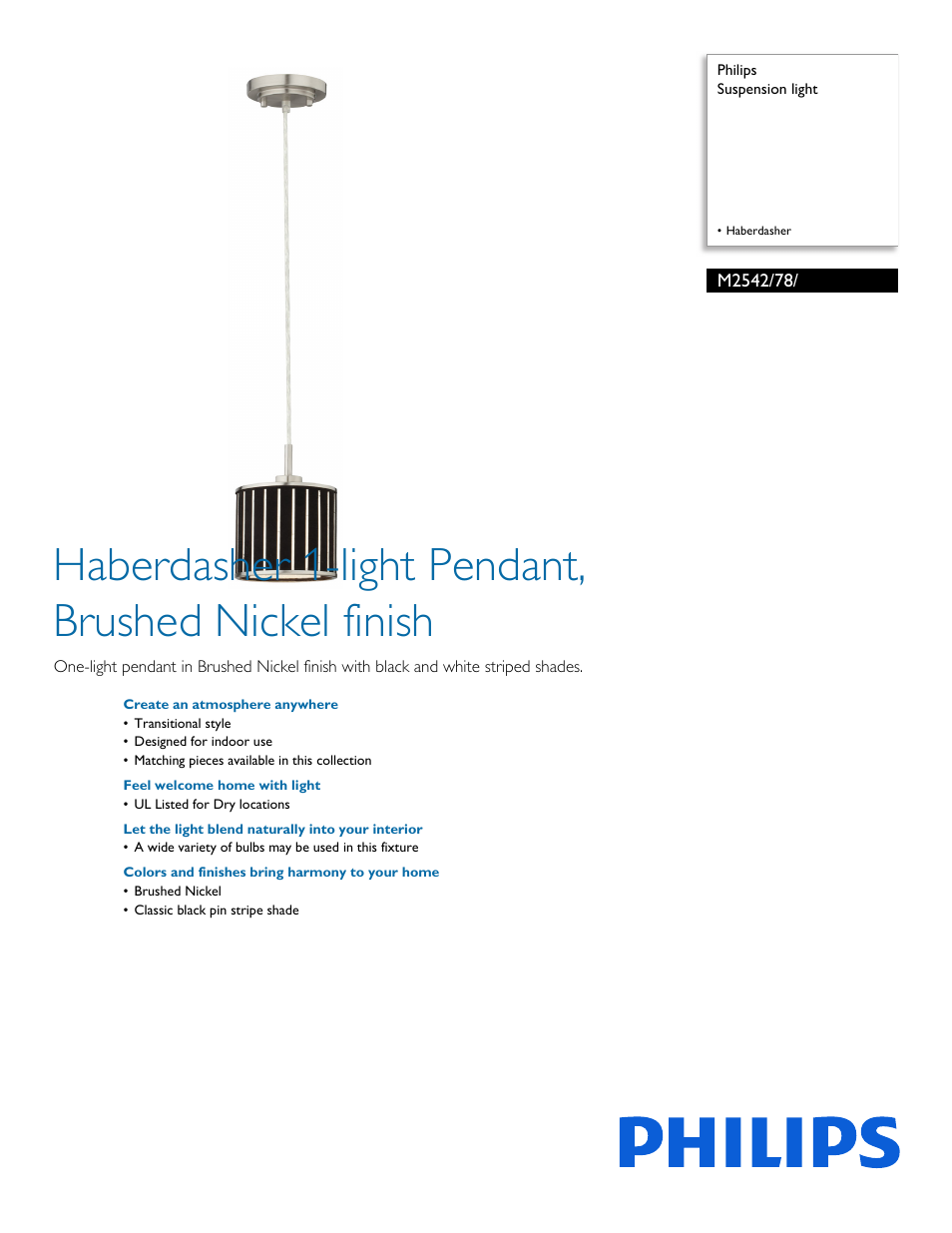 Philips M254278 User Manual | 2 pages