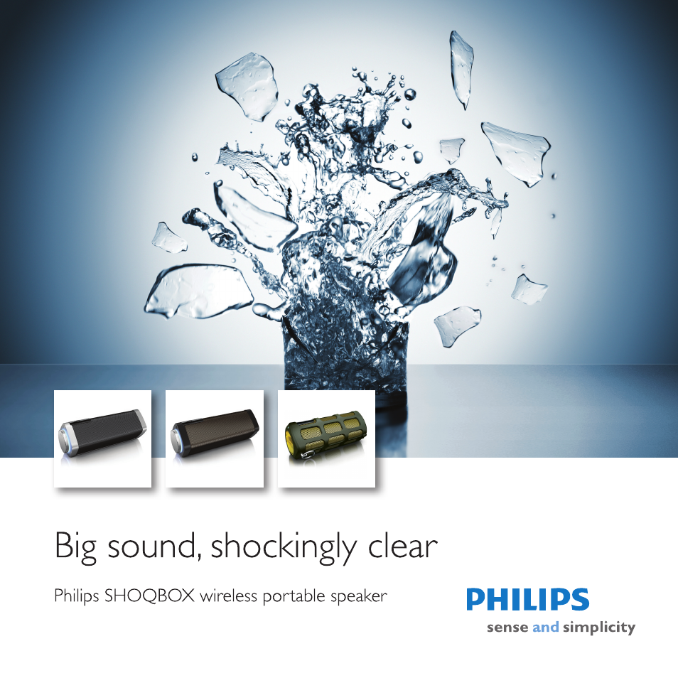 Philips wireless portable speaker SB7300 Bluetooth® Guesture control Built-in microphone for calls 12W Rechargeable battery User Manual | 7 pages