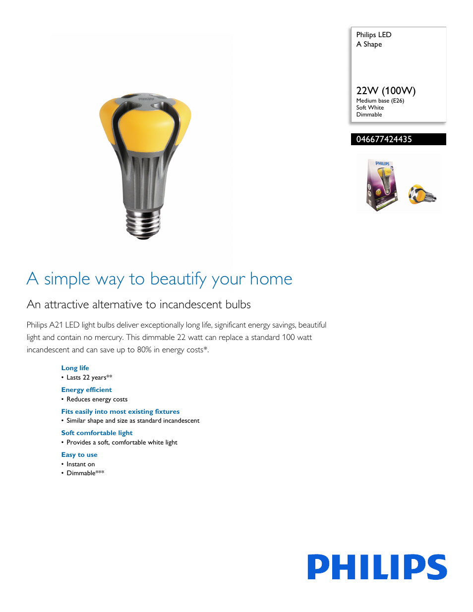 Philips 046677424435 User Manual | 2 pages