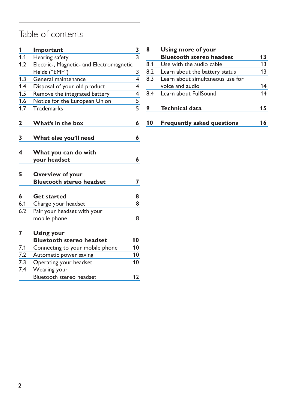 Philips SHB9001WT-00 User Manual | Page 2 / 18