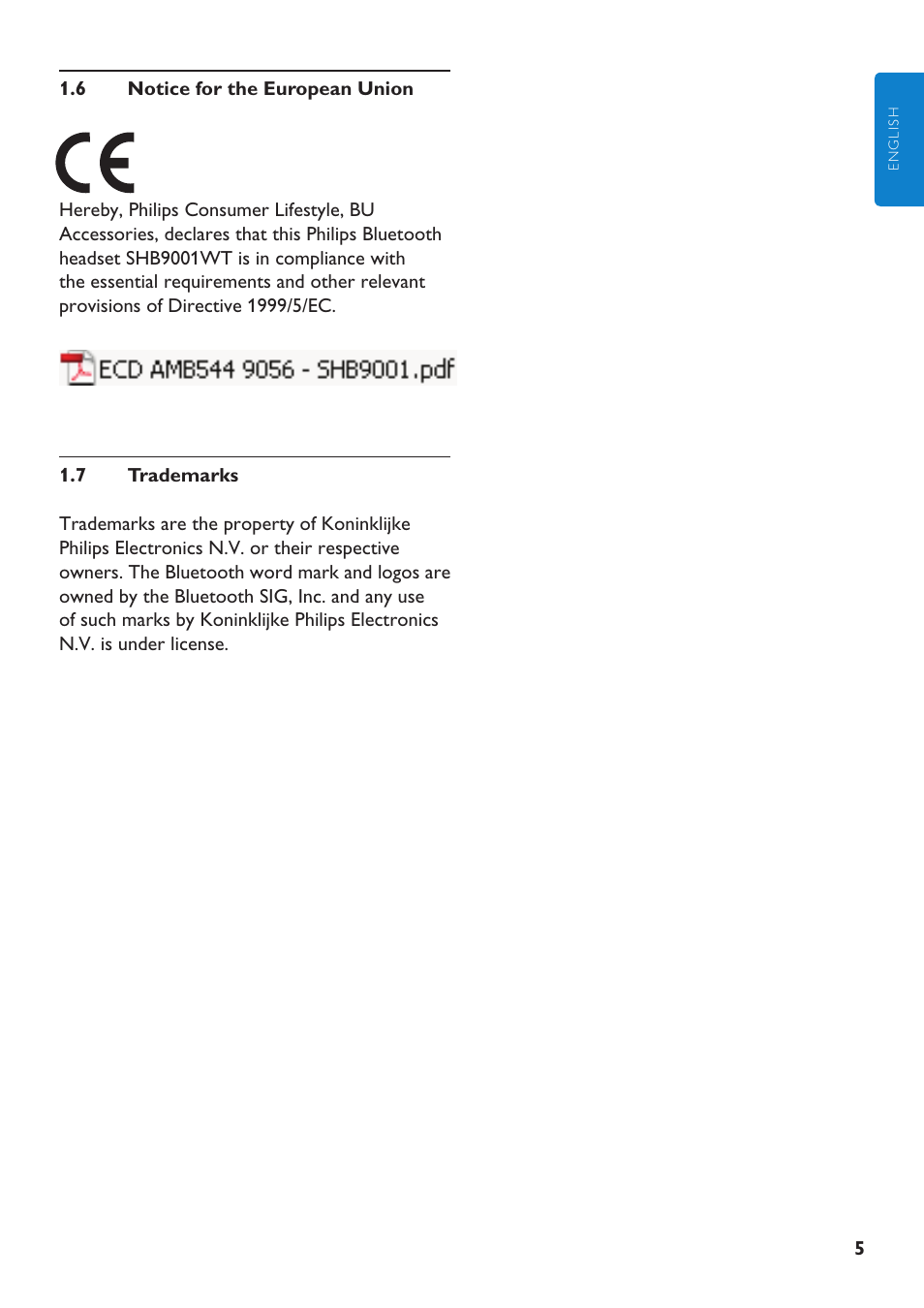 Philips SHB9001WT-00 User Manual | Page 5 / 18