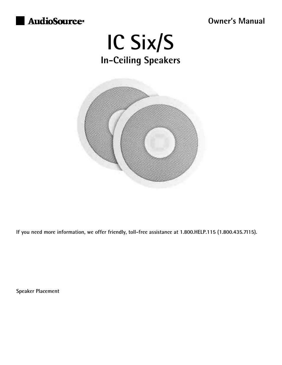 AudioSource IC Six/S User Manual | 2 pages