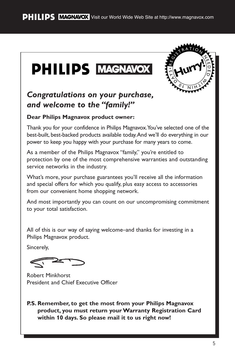Hurry | Philips PORTABLE RADIO CASS REC + CD User Manual | Page 5 / 48