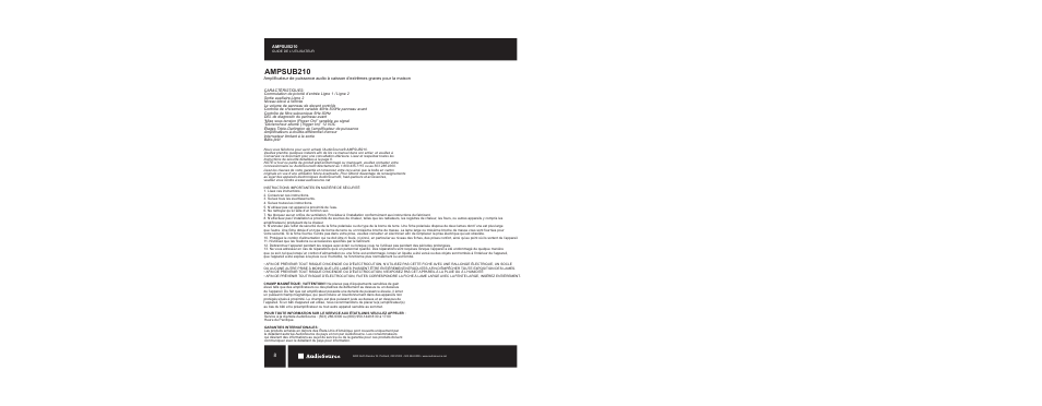 Ampsub210 | AudioSource AMPSUB210 User Manual | Page 8 / 16