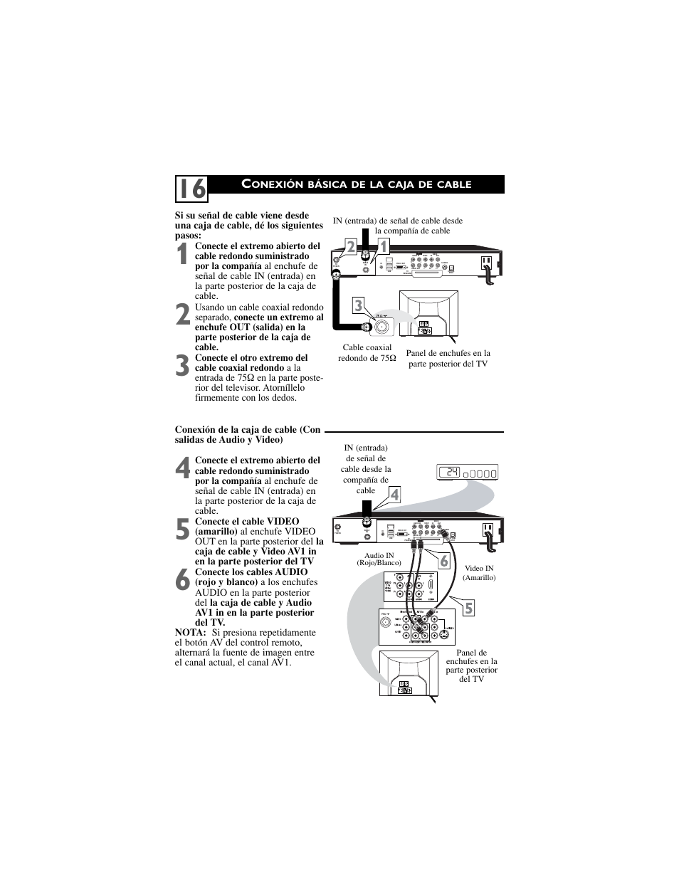 Onexión básica de la caja de cable | Philips 27PT8302-37 User Manual | Page 18 / 36