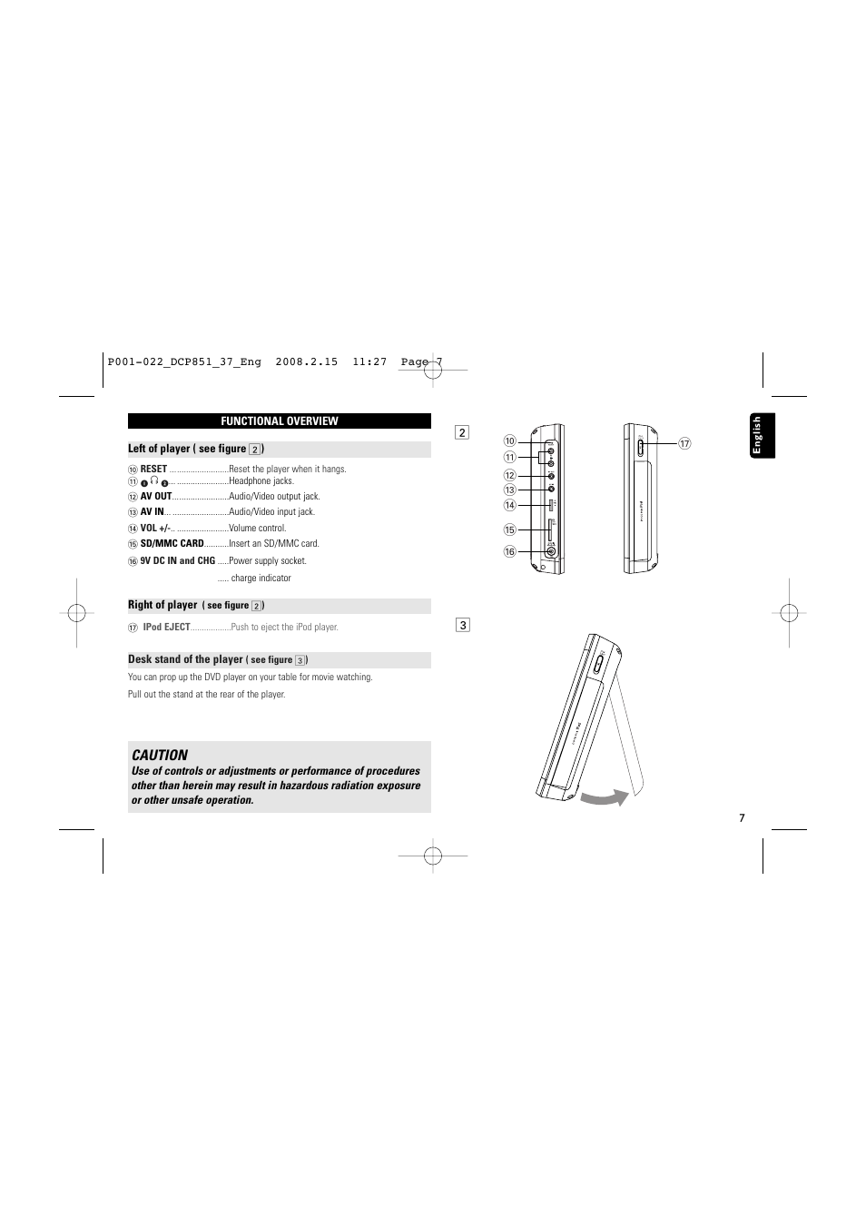 Caution | Philips DCP852-37 User Manual | Page 7 / 23