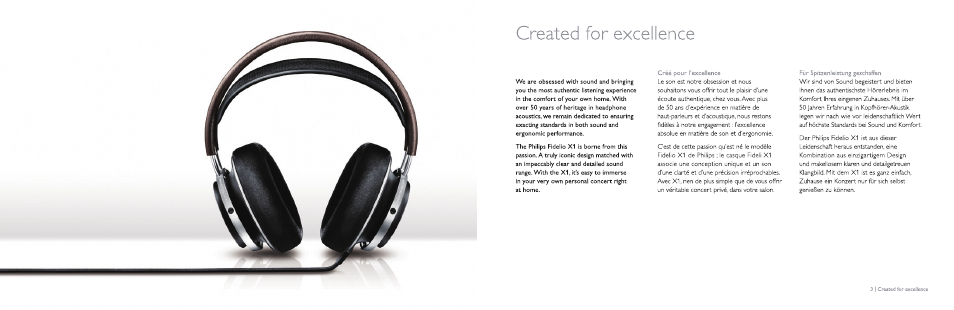 Created for excellence | Philips Fidelio HiFi Stereo Headphones X1 User Manual | Page 2 / 12