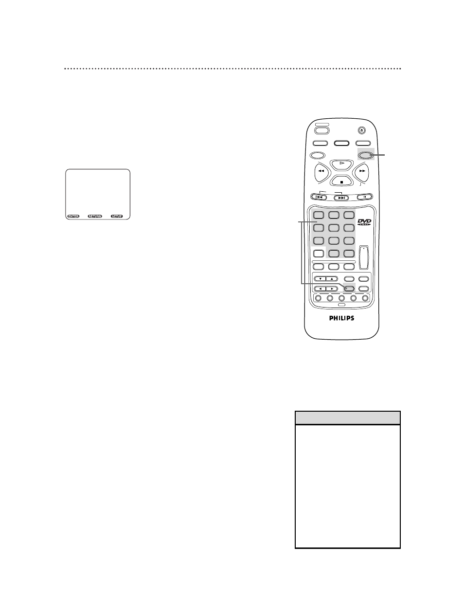 Language settings (cont’d) 41, Helpful hint, Press a number button to select a setting | Press the setup button to remove the menu | Philips DVD781CH99 User Manual | Page 41 / 51