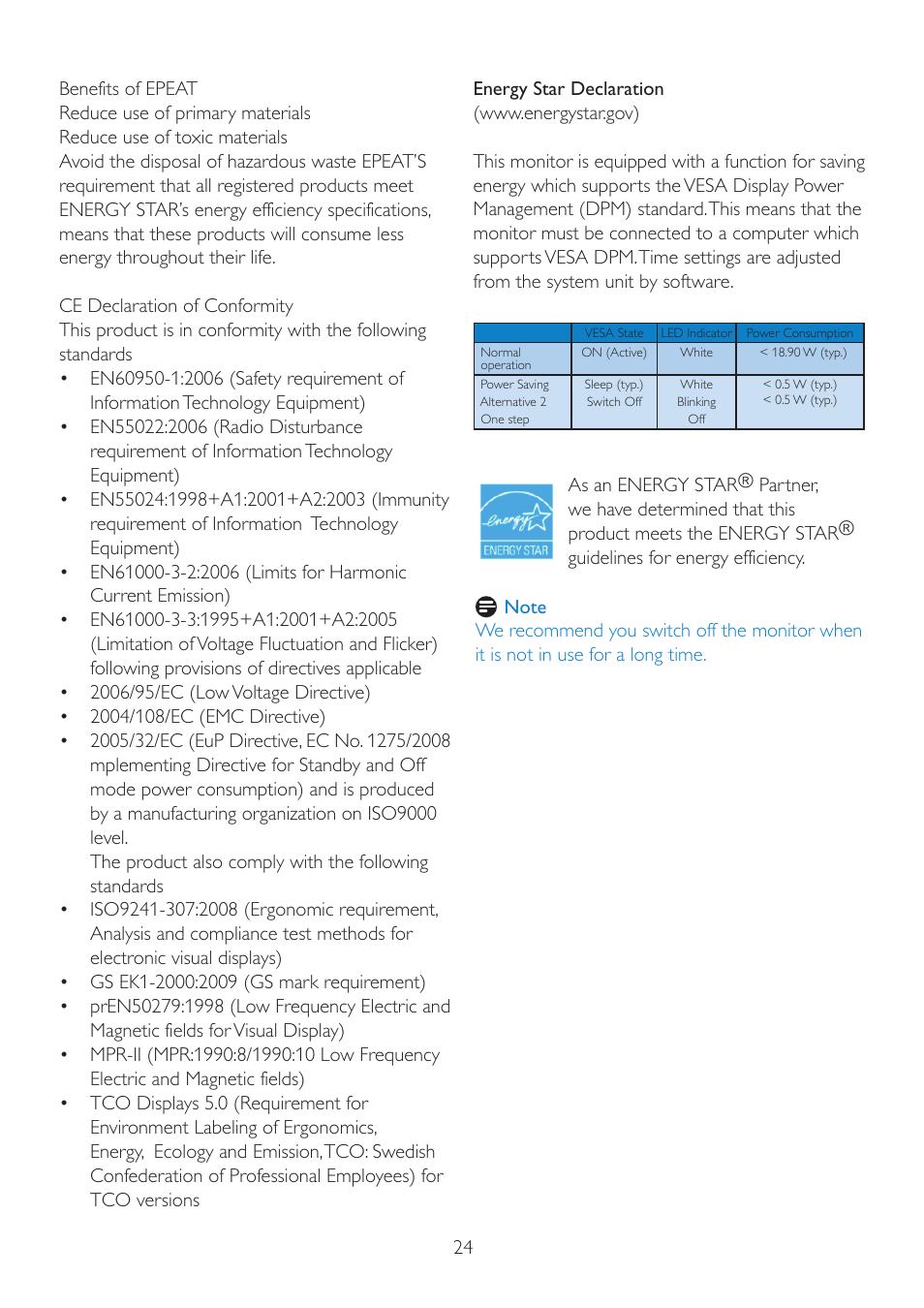 Philips LED monitor with Touch Control 246EL2SB 23.6" 59.9 cm E-line Full HD User Manual | Page 26 / 49